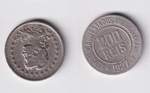 200 Reis Kupfer Nickel Münze Brasilien 1927 s/ss (160864)