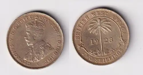 2 Schilling Messing Münze Britisch Westafrika 1923 ss+ (160345)