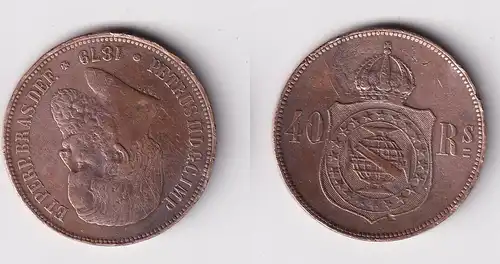 40 Reis Kupfer Münze Brasilien 1879 ss (163128)