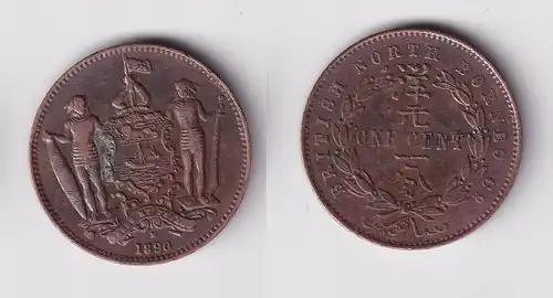 1 Cent Kupfer Münze Britisch Borneo 1890 f.vz (162111)
