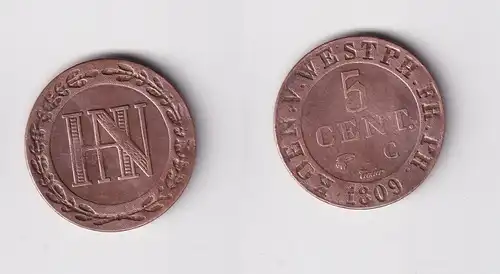 5 Centimes Kupfer Münze Westfalen 1809 C f.ss (164925)