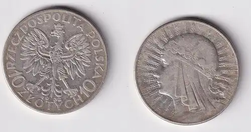 10 Zlotych Zloty Silber Münze Polen 1932 Frauenkopf Königin Jadwiga (162871)