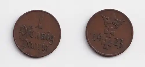 1 Pfennig Kupfer Münze Danzig 1923 Jäger D 2 ss+ (142774)