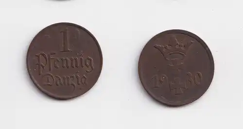 1 Pfennig Kupfer Münze Danzig 1930 Jäger D 2 ss+ (149216)