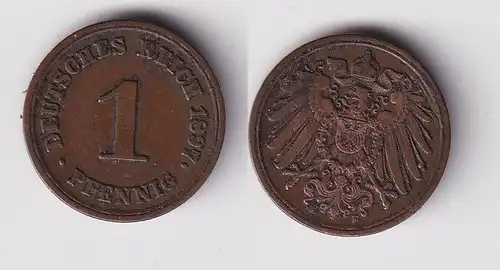 1 Pfennig Kupfer Münze Kaiserreich 1897 E Jäger Nr.10 f.vz (158806)