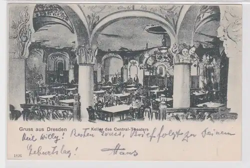 54242 Ak Gruss aus Dresden - Keller des Central-Theaters 1907