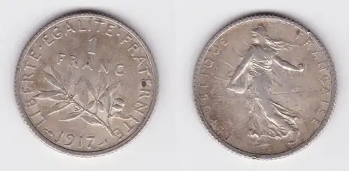 1 Franc Silber Münze Frankreich 1917 ss+ (131805)