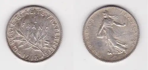 1 Franc Silber Münze Frankreich 1918 ss (130888)