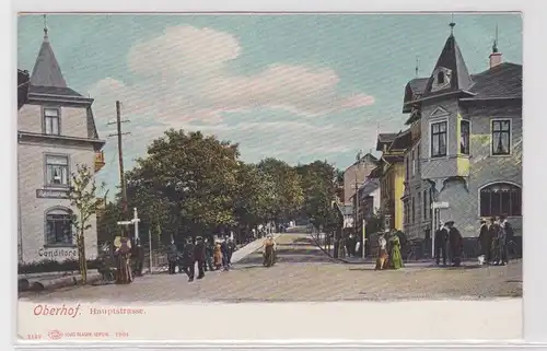 60939 Ak Oberhof - Hauptstrasse, Straßenansicht mit Restaurant Conditorei 1909