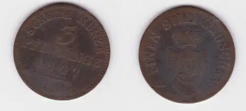 3 Pfennig Kupfer Münze Lippe 1847 A ss (136847)