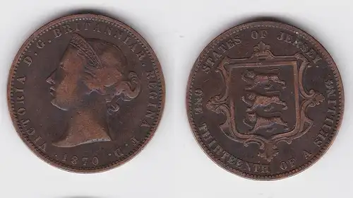 1/13 Schilling Kupfer Münze Großbritannien Jersey 1870 (134431)