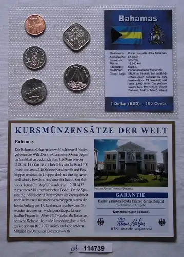Kursmünzsatz Bahamas mit 5 Münzen 1 bis 25 Cents im Blister (114739)