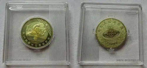 1 Yuan Messing Münze China Olympische Spiele 2008 Peking, Tischtennis (134341)