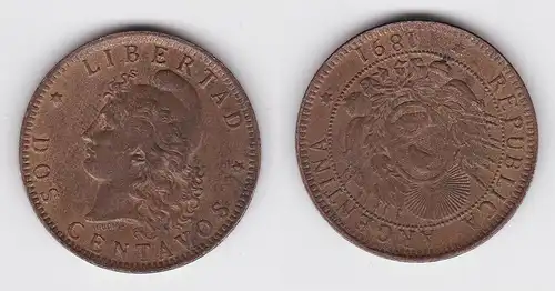 2 Centavos Kupfer Münze Argentinien 1891 (134174)