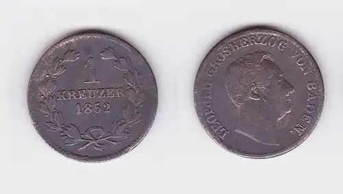 1 Kreuzer Bronze Münze Baden 1852 (117261)