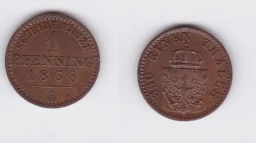 1 Pfennig Kupfer Münze Preussen Wilhelm I 1868 A (117324)