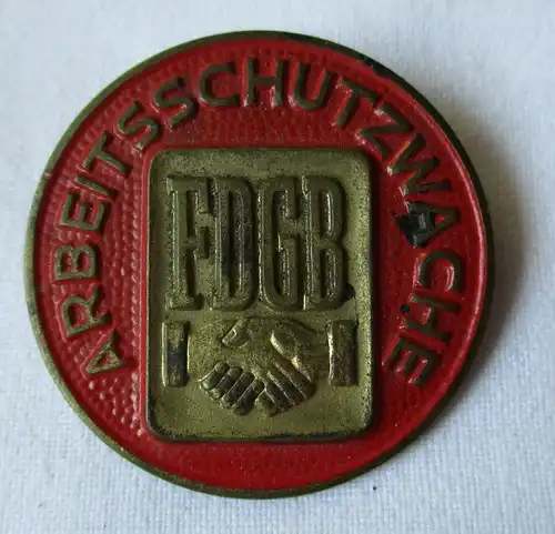 seltenes DDR Blech Abzeichen FDGB Arbeitsschutzwache (134359)