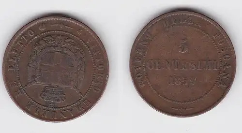 5 Centesimi Kupfer Münze Gouvernement Toscana Italien 1859 (134205)