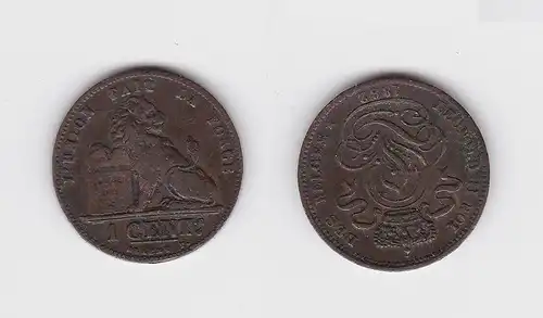 1 Centimes Kupfer Münze Belgien 1882 (134415)