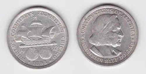 1/2 Dollar Silber Münze USA Kolumbusausstellung Chicago 1893 (143583)