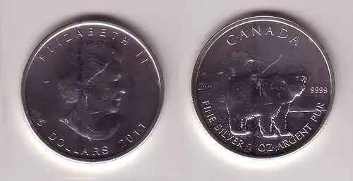 5 Dollar Silbermünze Kanada Eisbär 2011 1 Unze Feinsilber (108589)