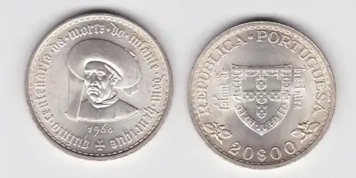 20 Escudo Silber Münze Portugal 1960 Heinrich der Seefahrer Stgl KM 589 (143095)