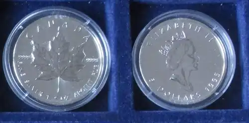 5 Dollar Silber Münze Kanada Meaple Leaf 1995 1 Unze Feinsilber (150748)