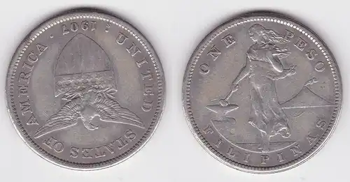 1 Peso Silber Münze Philippinen 1907 United States of America (159962)