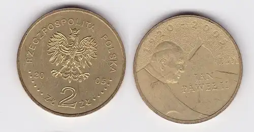 2 Zloty Messing Münze Polen Pabst Johannes Paul II 2005 (156884)