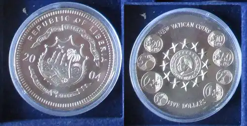 5 Dollar Nickel Münze Liberia 2004 neue Vatikanmünzen (158689)