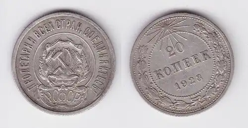 20 Kopeken Silber Münze Russland 1923 ss (153068)