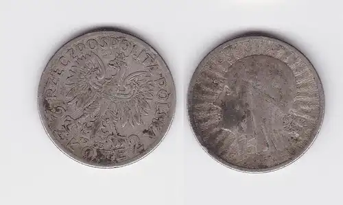 Silbermünze Polen 2 Zloty/Złotych 1933 Königin Hedwig von Anjou Jadwiga (156573)