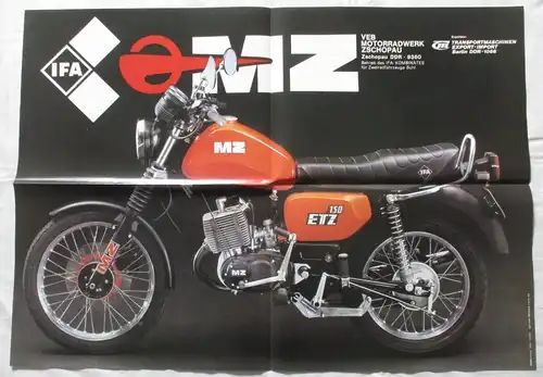 DDR Reklame Plakat IFA mobile MZ Motorradwerk Zschopau ETZ 150 (152252)