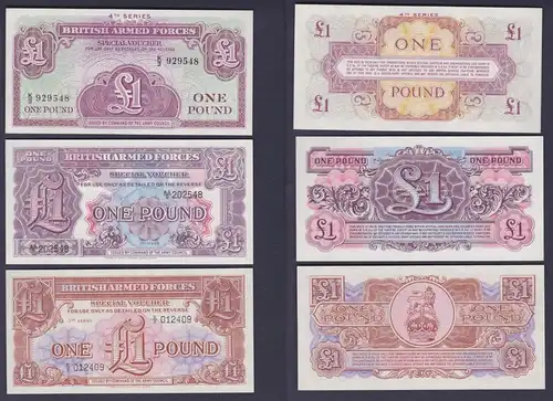 3 x 1 Pound Pfund Banknoten British Armed Forces Großbritannien 2,3,4th (110652)