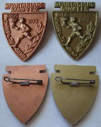 DDR Abzeichen Kreis Kinder-Jugend Spartakiade Kämpfer 1973 Gold, Bronze (142892)