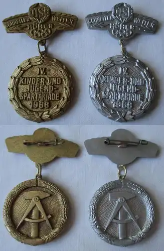 DDR Medaille DTSB IV. Kinder- & Jugend Spartakiade 1968 Gold und Silber (140331)
