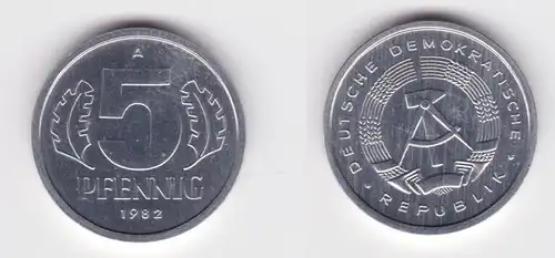 5 Pfennig Aluminium Münze DDR 1982 Stempelglanz (105479)