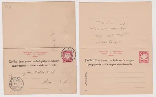 900142 Antwort Ganzsachen Postkarte Bayern 10 Pfennig 1896