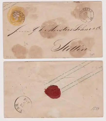 900019 Ganzsachen Brief Sachsen 3 Neugroschen 1860 Schneeberg Stettin