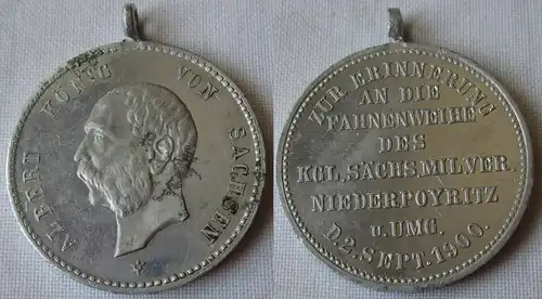 Medaille Erinnerung a. Fahnenweihe Militärverein Niederpoyritz  1900 (126590)