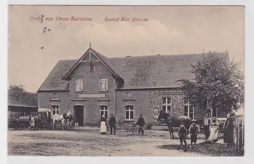 51913 Ak Gruß aus Groß Marzehns Gasthof Karl Hörnicke 1913