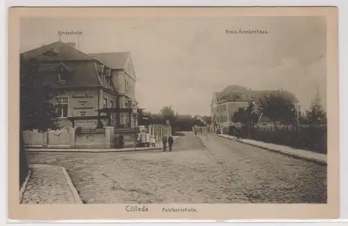 14424 Ak Cölleda Felskornstraße mit Kinderheim und Kreiskrankenhaus 1922