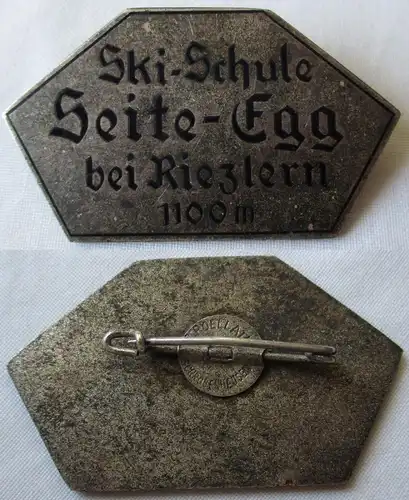 altes Metall Abzeichen Ski Schule Seite Egg bei Riezlern 1100m um 1930 (138312)