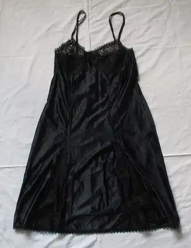 DDR Dessous Negligé Unterrock Nachtkleid schwarz Dederon Gr.42 Stretta (159030)