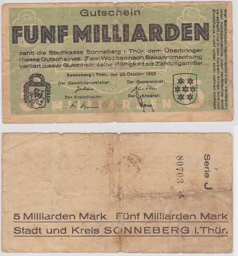 5 Milliarden Mark Banknote Sonneberg in Thüringen 20.10.1923 (159508)