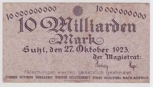 10 Milliarden Mark Banknote Inflation Stadt Suhl 27.10.1923 (159356)