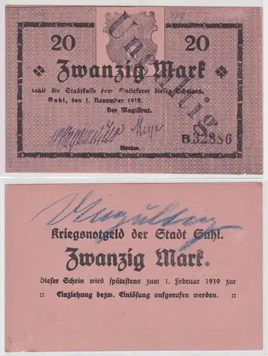 20 Mark Banknote Kriegsnotgeld Stadt Suhl 1.11.1918 (159455)