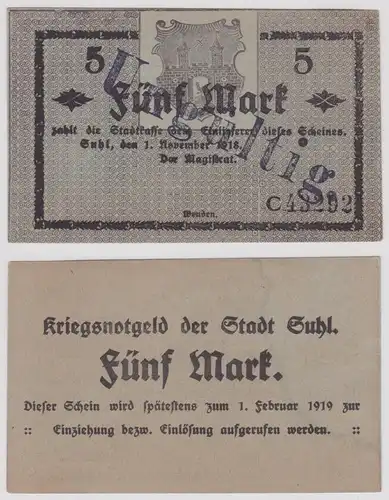 5 Mark Banknote Kriegsnotgeld Stadt Suhl 1.11.1918 (159485)
