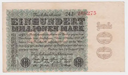 100 Millionen Mark Banknote Berlin 22.8.1923 Rosenberg 106 h Fehldruck (159436)