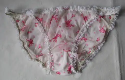 DDR Dessous Slip weiß rosa Blumen Spitze Dederon Größe 44 Marke Stretta (159949)